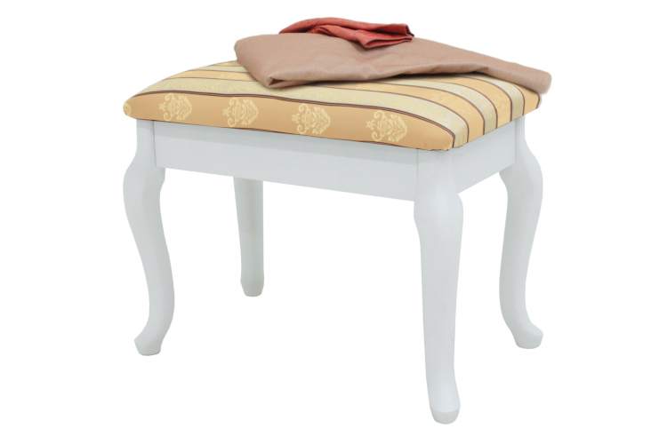 Банкетка Ретро с ящиком белый, ткань полоса бежевый-7