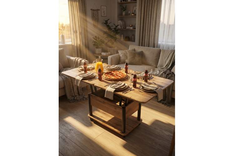 Стол-трансформер Джокер дуб вотан/черный-6