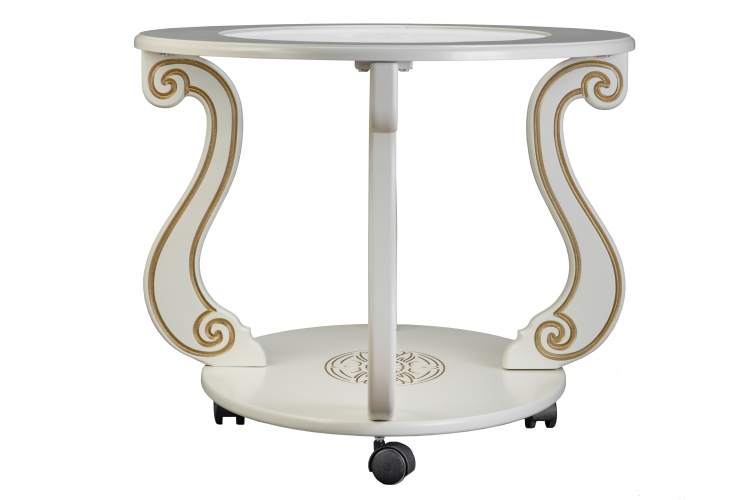 Стол журнальный Овация (С) на колесах слоновая кость/золото-2