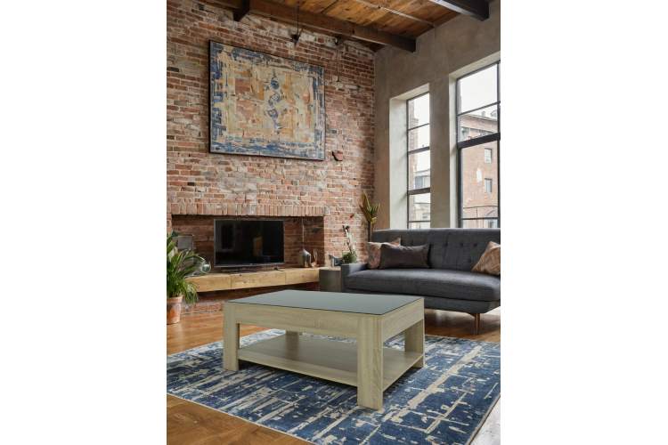 Стол журнальный BeautyStyle 26 сонома/стекло черное-7