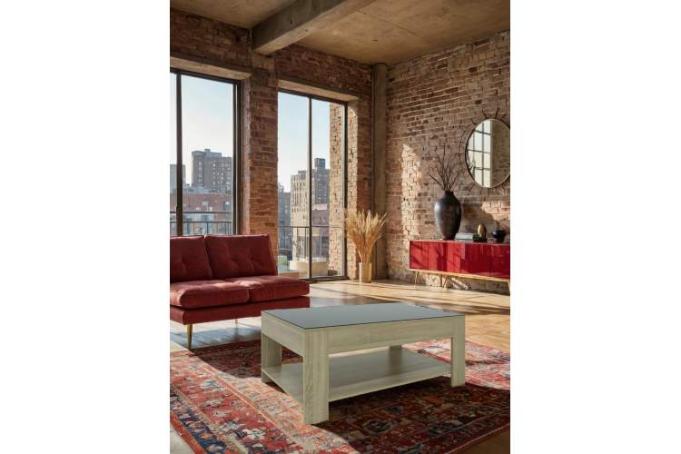 Стол журнальный BeautyStyle 26 сонома/стекло черное-9