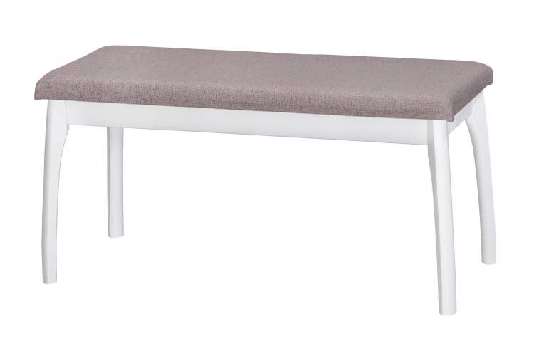 Скамья для прихожей мягкая, ткань серо-розовый, каркас снег