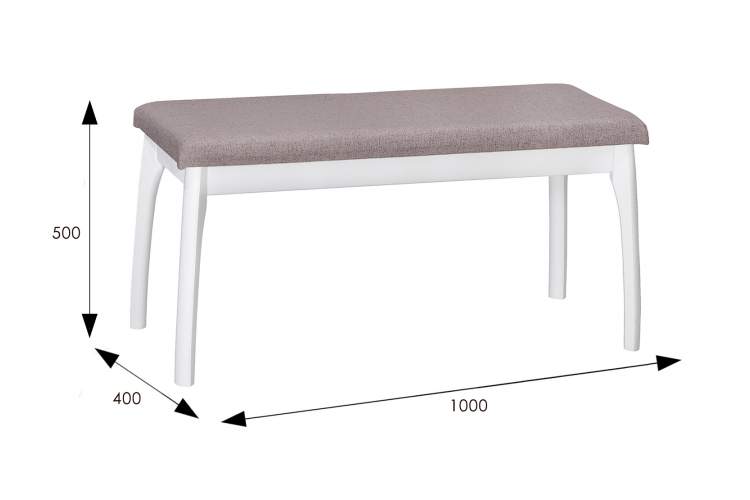 Скамья для прихожей мягкая, ткань серо-розовый, каркас снег-4