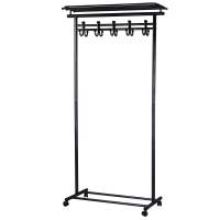 Вешалка напольная на колесах М 9 чёрный с крючками