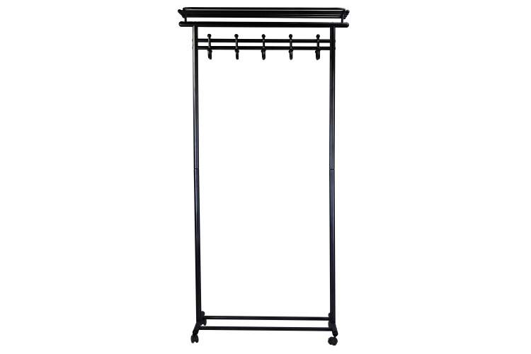 Вешалка напольная на колесах М 9 чёрный с крючками-1