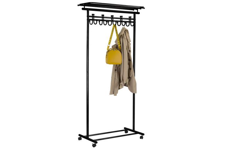 Вешалка напольная на колесах М 9 чёрный с крючками-3