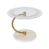 Стол журнальный Дуэт 13Н золото/слоновая кость/прозрачное в гостиную