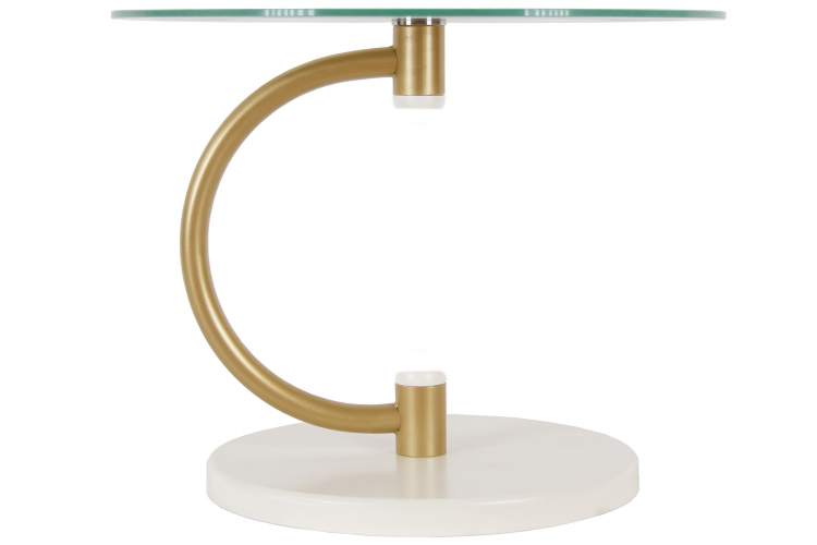 Стол журнальный Дуэт 13Н золото/слоновая кость/прозрачное-2