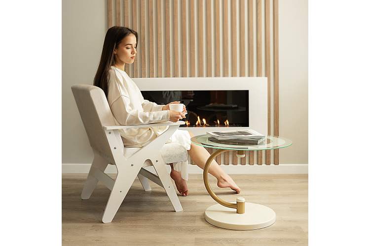 Стол журнальный Дуэт 13Н золото/слоновая кость/прозрачное-5