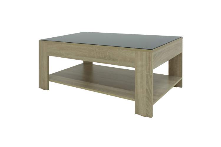 Стол журнальный BeautyStyle 26 сонома/стекло черное