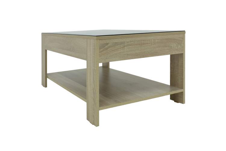 Стол журнальный BeautyStyle 26 сонома/стекло черное-1