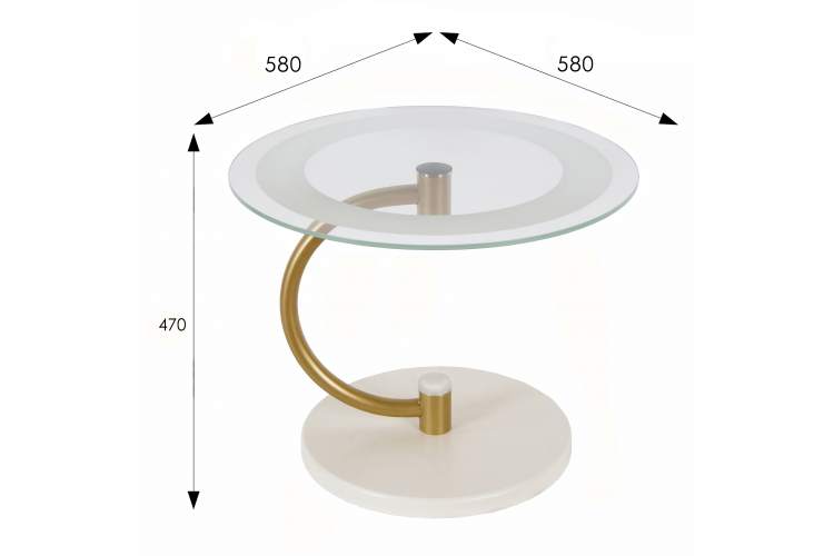 Стол журнальный Дуэт 13Н золото/слоновая кость/прозрачное-7