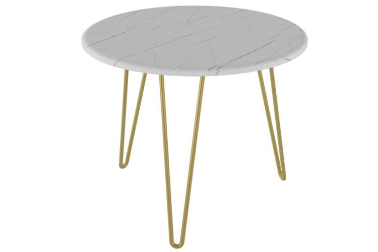 Стол журнальный Рид Голд 430 белый мрамор/золото