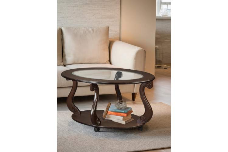 Стол журнальный Овация (С) на колесах темно-коричневый-11