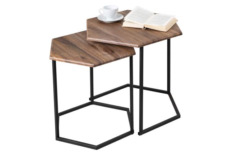 Стол журнальный МеталлАрт М003 коричневый дуб/черный-2