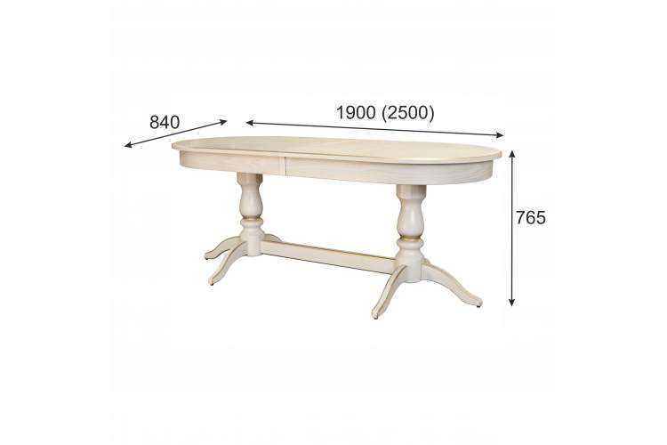 Стол обеденный Тарун 5 раздвижной слоновая кость/золото 190/250*84-5
