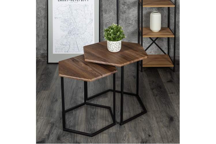 Стол журнальный МеталлАрт М003 коричневый дуб/черный-5