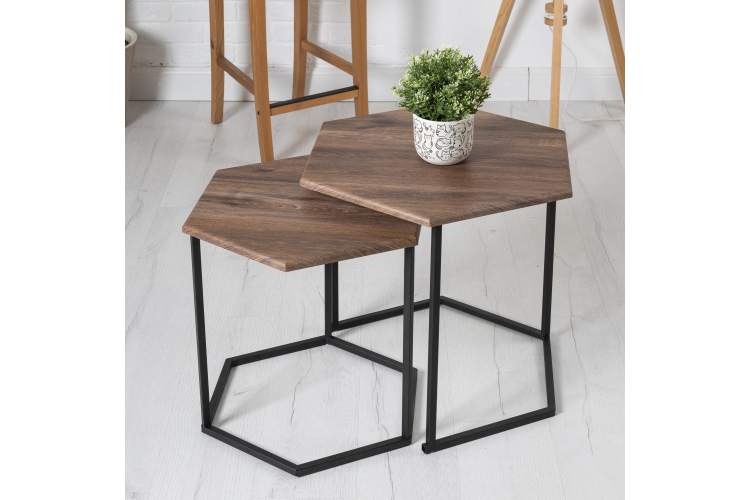 Стол журнальный МеталлАрт М003 коричневый дуб/черный-7