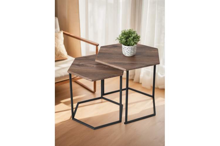 Стол журнальный МеталлАрт М003 коричневый дуб/черный-8