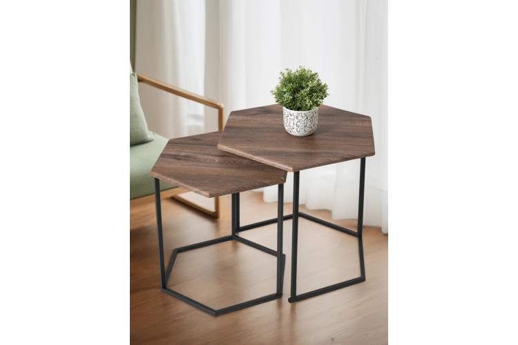 Стол журнальный МеталлАрт М003 коричневый дуб/черный-9