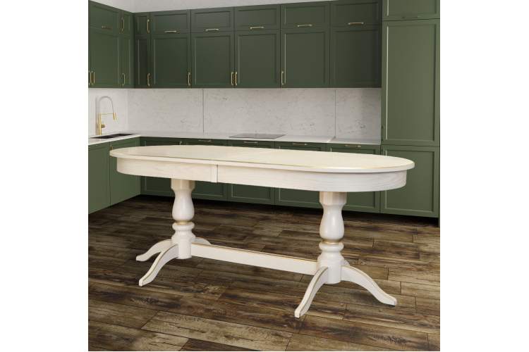 Стол обеденный Тарун 5 раздвижной слоновая кость/золото 190/250*84-4