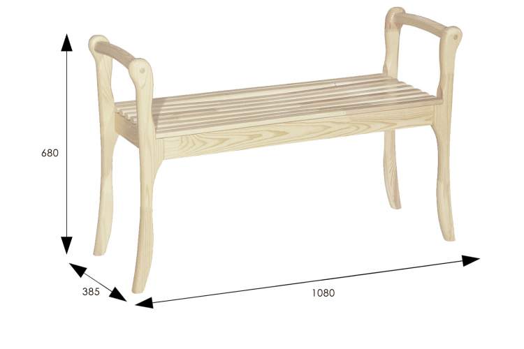 Скамья для прихожей с подлокотниками массив, каркас лак-13