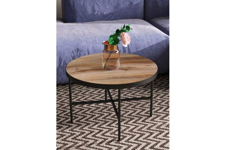 Стол журнальный МеталлАрт М011 БОЛЬШОЙ коричневый дуб/черный-4