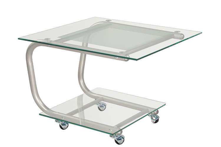 Стол журнальный Дуэт 9 металлик/ прозрачное