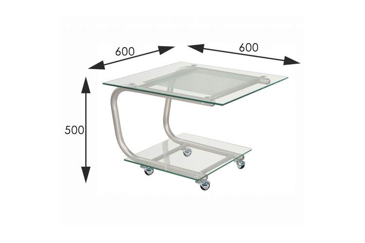 Стол журнальный Дуэт 9 металлик/ прозрачное-2