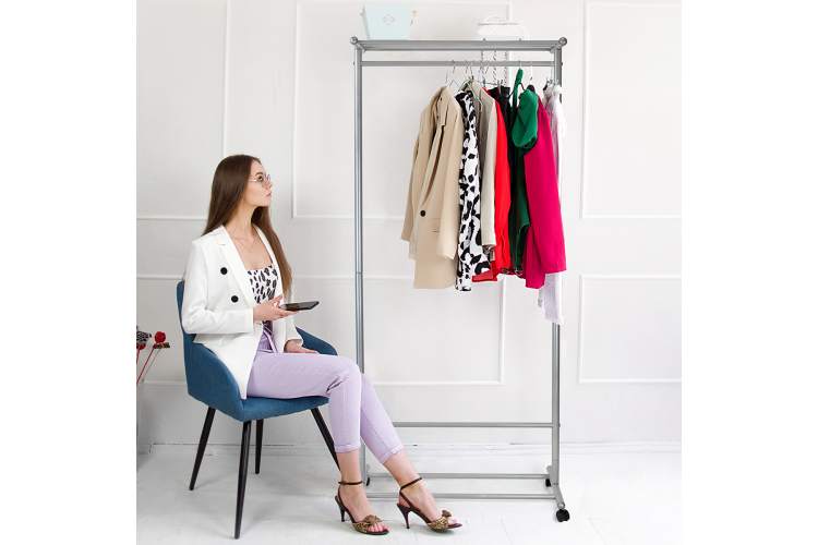 Вешалка напольная на колесах М 9 металлик-9