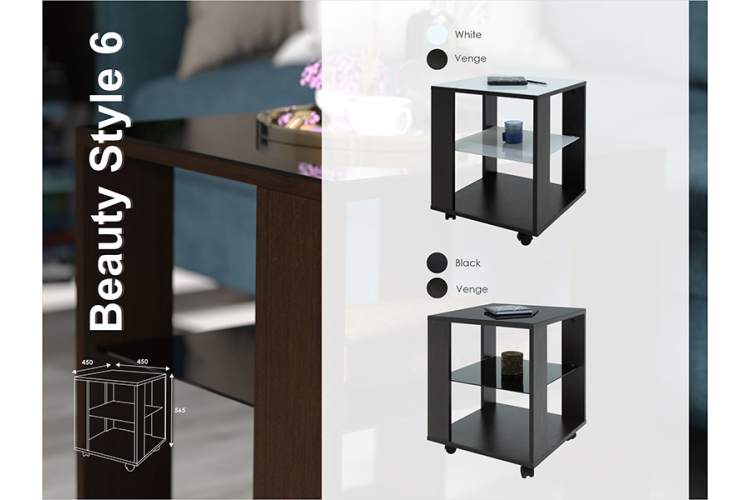 Стол журнальный BeautyStyle 6 венге/стекло белое-15