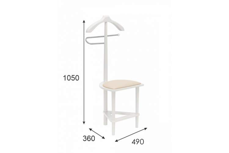 *Вешалка костюмная с сиденьем В 26Н белый/экокожа бежевый-1