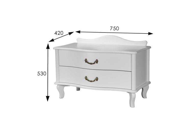 Тумбочка Джульетта широкая 2 ящика молочный дуб Л-4