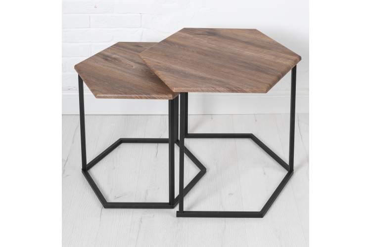 Стол журнальный МеталлАрт М003 коричневый дуб/черный-4