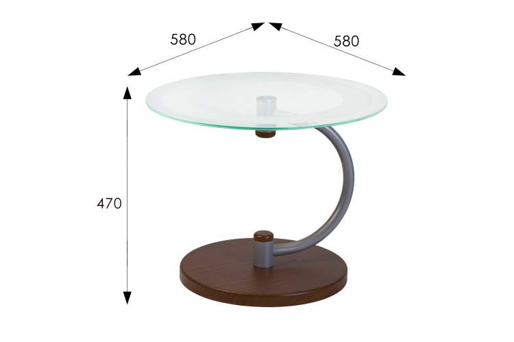 Стол журнальный Дуэт 13Н металлик/ср.-кор/прозр.-7