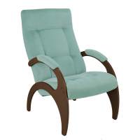 Кресло для отдыха Пири, ткань мята, каркас орех в гостиную