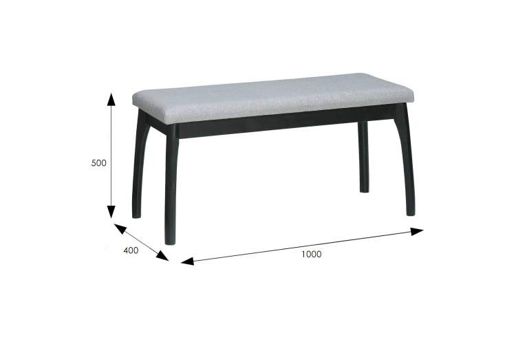 Скамья для прихожей мягкая, ткань серый, каркас венге-4