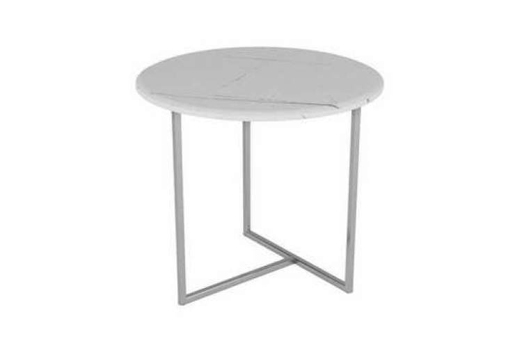 Стол журнальный Альбано белый мрамор/хром
