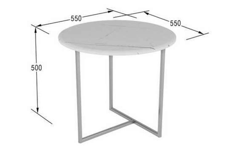 Стол журнальный Альбано белый мрамор/хром-1
