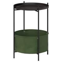 Стол журнальный Элдей рогожка хаки/черный в гостиную