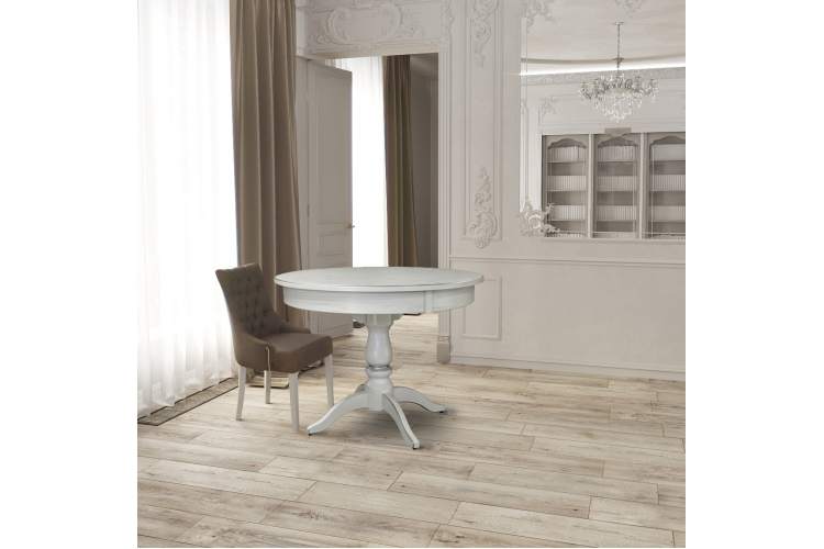 Стол обеденный Моро 04 раздвижной белый/серебро 100/140*100-4