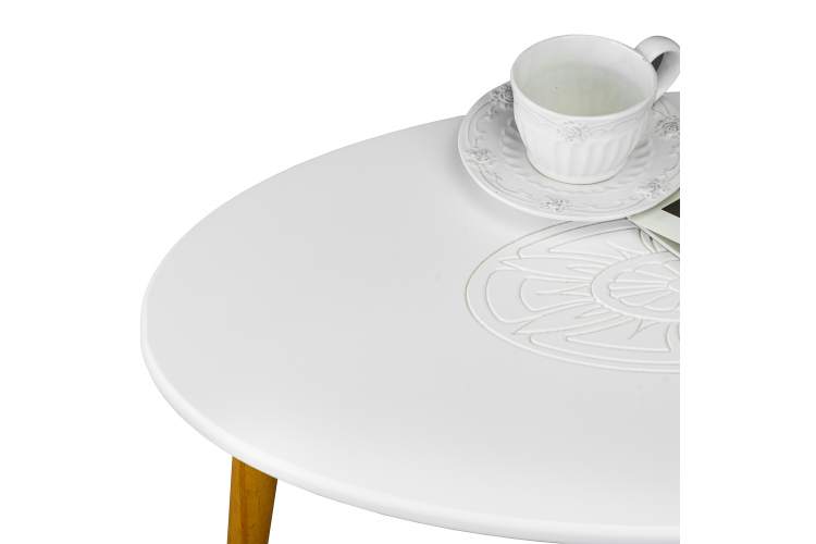 Стол журнальный Мерсенна белый/бук-2