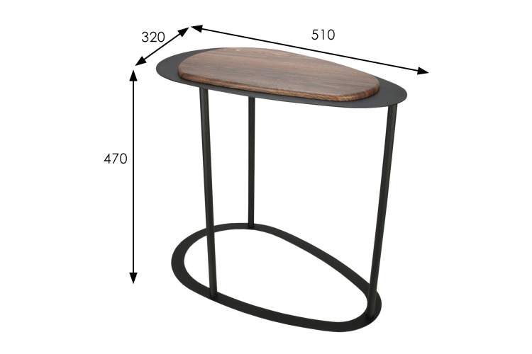 Стол журнальный МеталлАрт М024 коричневый дуб/черный-5