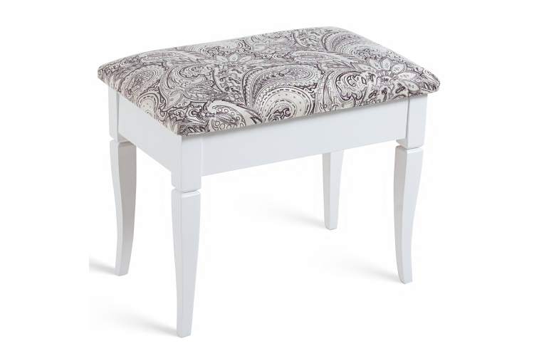 Банкетка Ретро М с ящиком белый, ткань меркурий