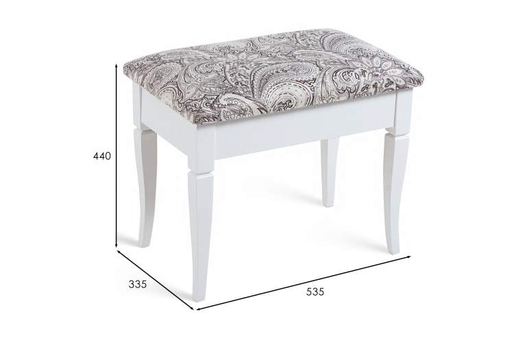 Банкетка Ретро М с ящиком белый, ткань меркурий-10