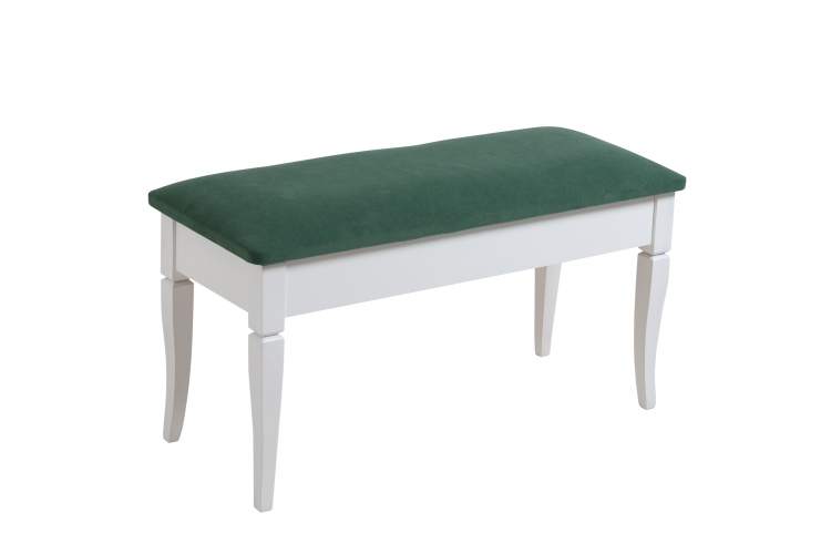 Банкетка Вивальди М с ящиком белый, ткань зеленый