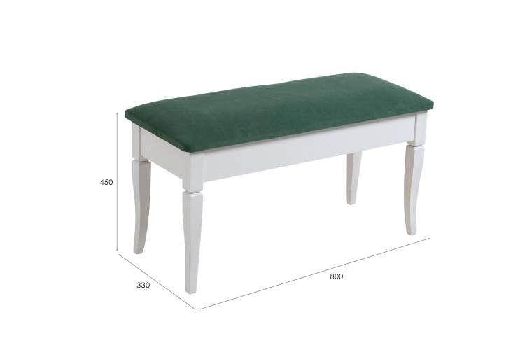 Банкетка Вивальди М с ящиком белый, ткань зеленый-6