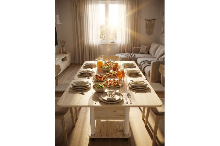 Стол-трансформер Джокер гаскон пайн светлый/белый-10