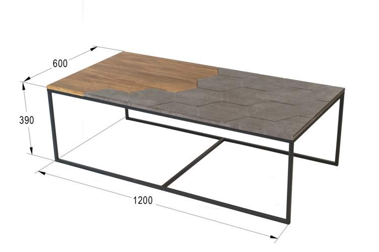 Стол журнальный Китч дуб американский/серый бетон-5