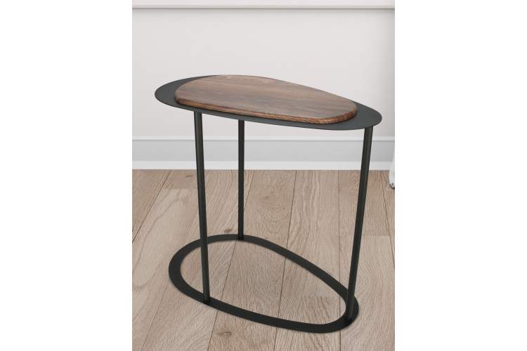 Стол журнальный МеталлАрт М024 коричневый дуб/черный-3